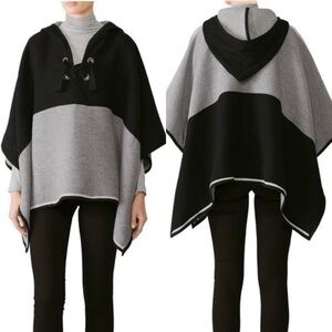 ba&sh Lady Cape Small hooded poncho wool black gray neutral sweater knit cozy
